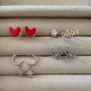 Sterling silver earrings, a set of 4